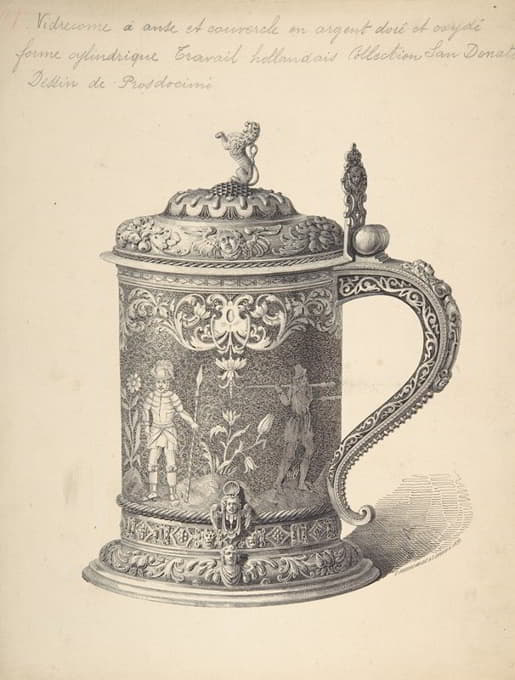 C. Prosdocimi - Preparatory Drawing for an Illustration of a Seventeenth-Century Dutch Tankard from the Demidov Collection
