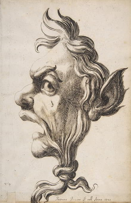 Gaetano Piccini - Large Grotesque Head Being Strangled by its Own Hair