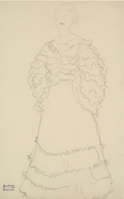 Gustav Klimt - Stehend Etwas Nach Links, Die Hände Ineinandergelegt  (Standing Figure Facing Slightly To The Left, Hands Folded)