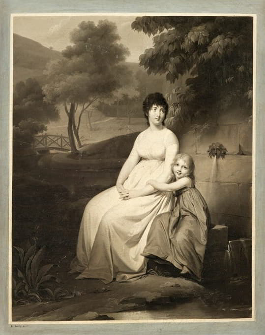 据说是塔林夫人和她女儿在公园里的肖像