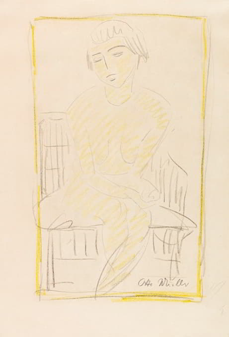 Otto Mueller - Auf dem Stuhl sitzender Mädchenakt