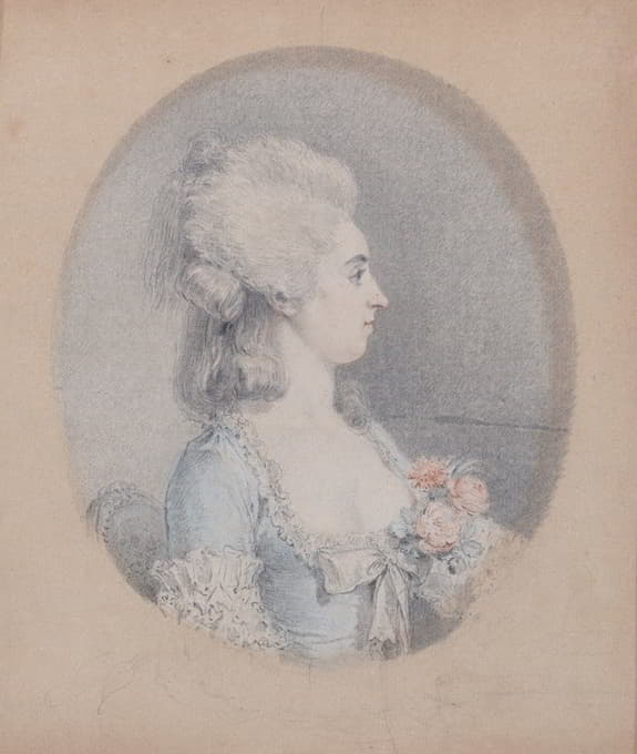 Augustin de Saint-Aubin - Profile Portrait of a Woman
