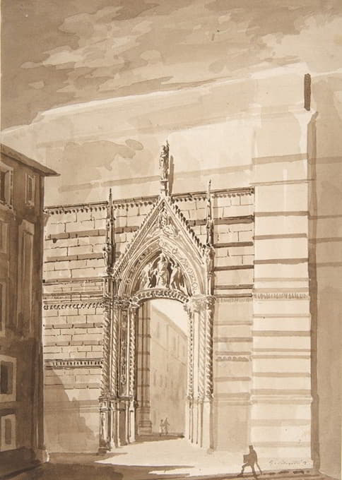 Giovanni Battista Silvestri - View of the Entrance to the Piazza del Duomo from the Piazza San Giovanni in Siena