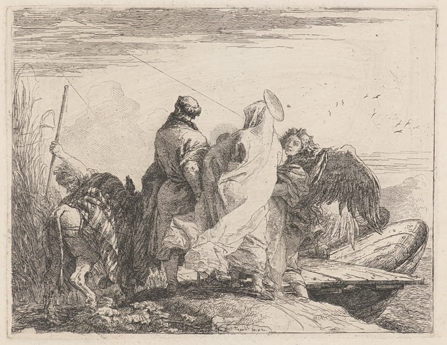 Giovanni Domenico Tiepolo - The Holy Family Preparing to Embark