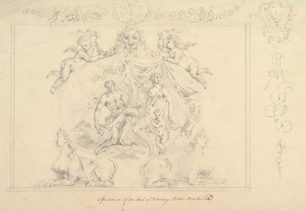 John Sanderson - Design for the painting, Mars, Venus and Cupid for the Dining Room at Kirtlington Park, Oxfordshire