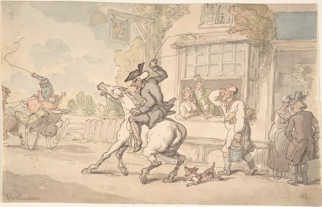 Thomas Rowlandson - Dr. Syntax with a Balky Horse Before an Inn