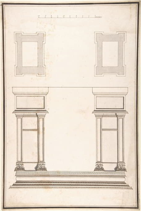 Antonio Maria Visentini - Entrance Portal; Plan and Elevation, Each Pier Consisting of Two Pilasters
