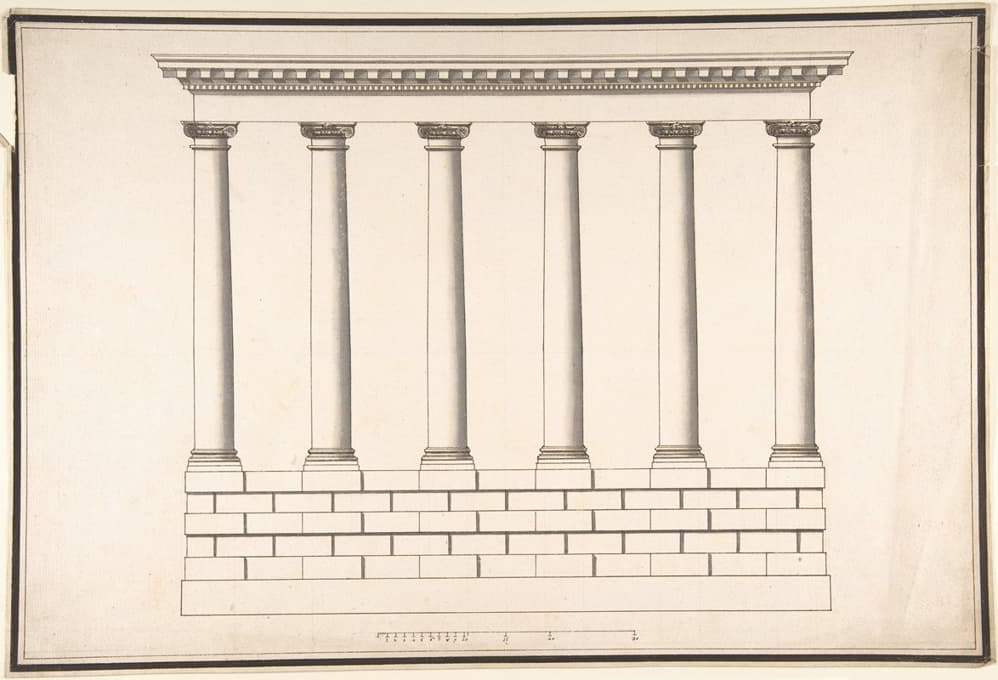 Antonio Maria Visentini - Ionic Colonnade (6 Columns) on Rusticated Base