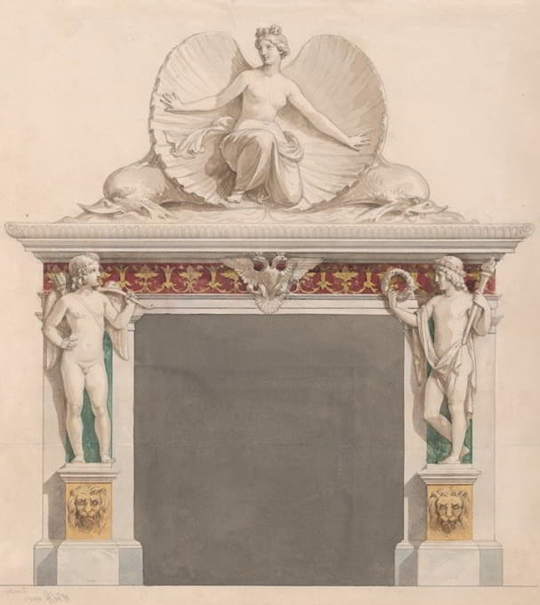 Emil Wolff - Design for a Chimney piece decorated with figures of Venus and Cupid