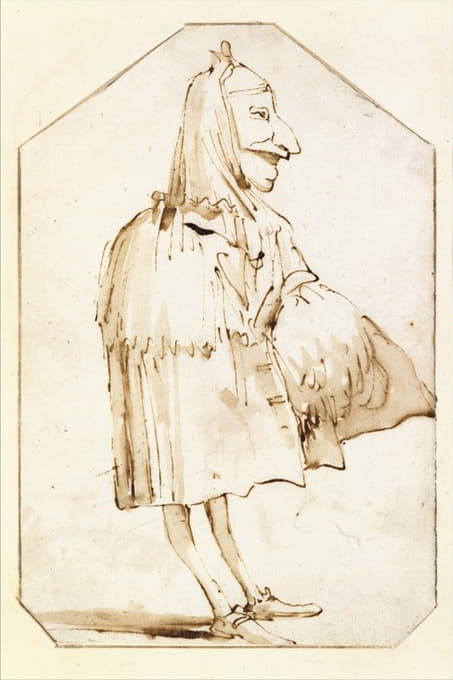 漫画中一个戴着面具和斗篷的男人，拿着一个罩子和一辆三轮车，侧面站在左边