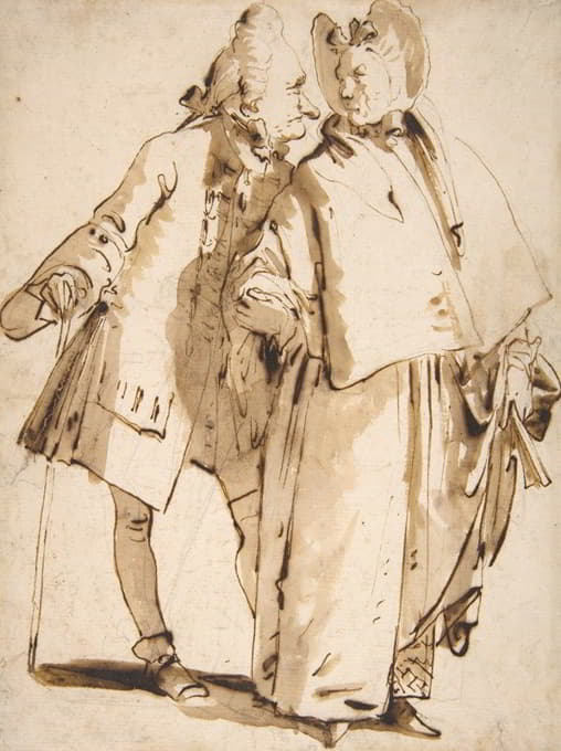 Giovanni Battista Tiepolo - Caricature; An Elderly Couple