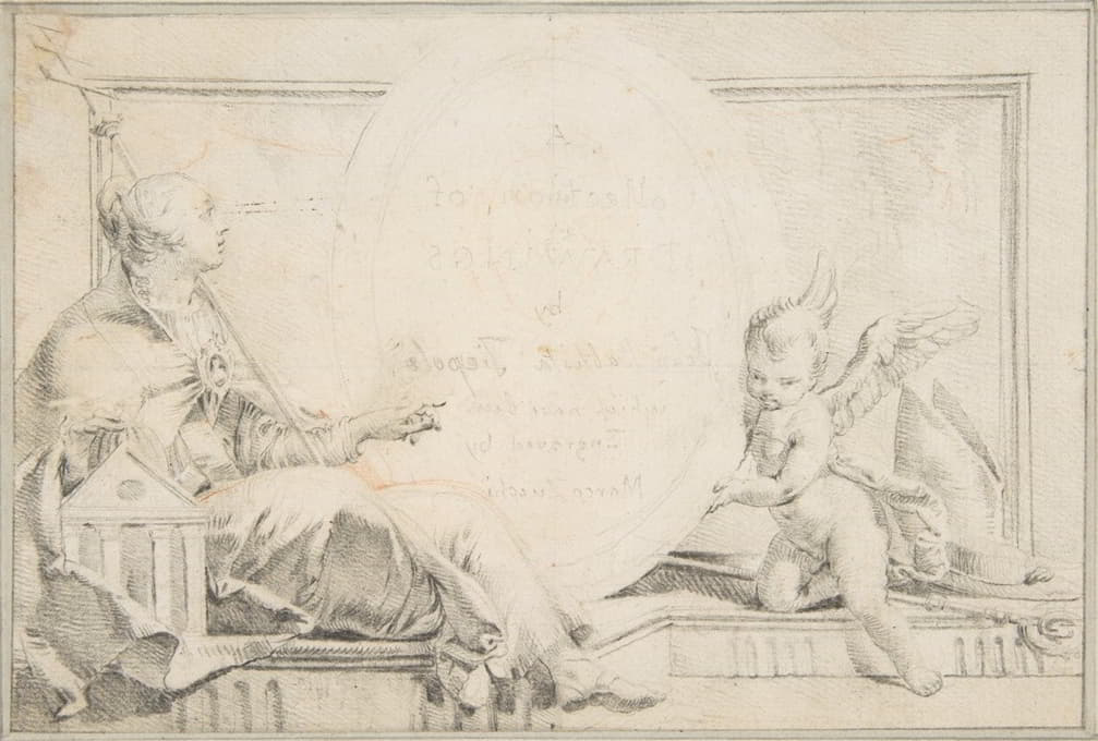Giovanni Battista Tiepolo - Illustration for a Book; Frontispiece with a Female Allegorical Figure and a Putto