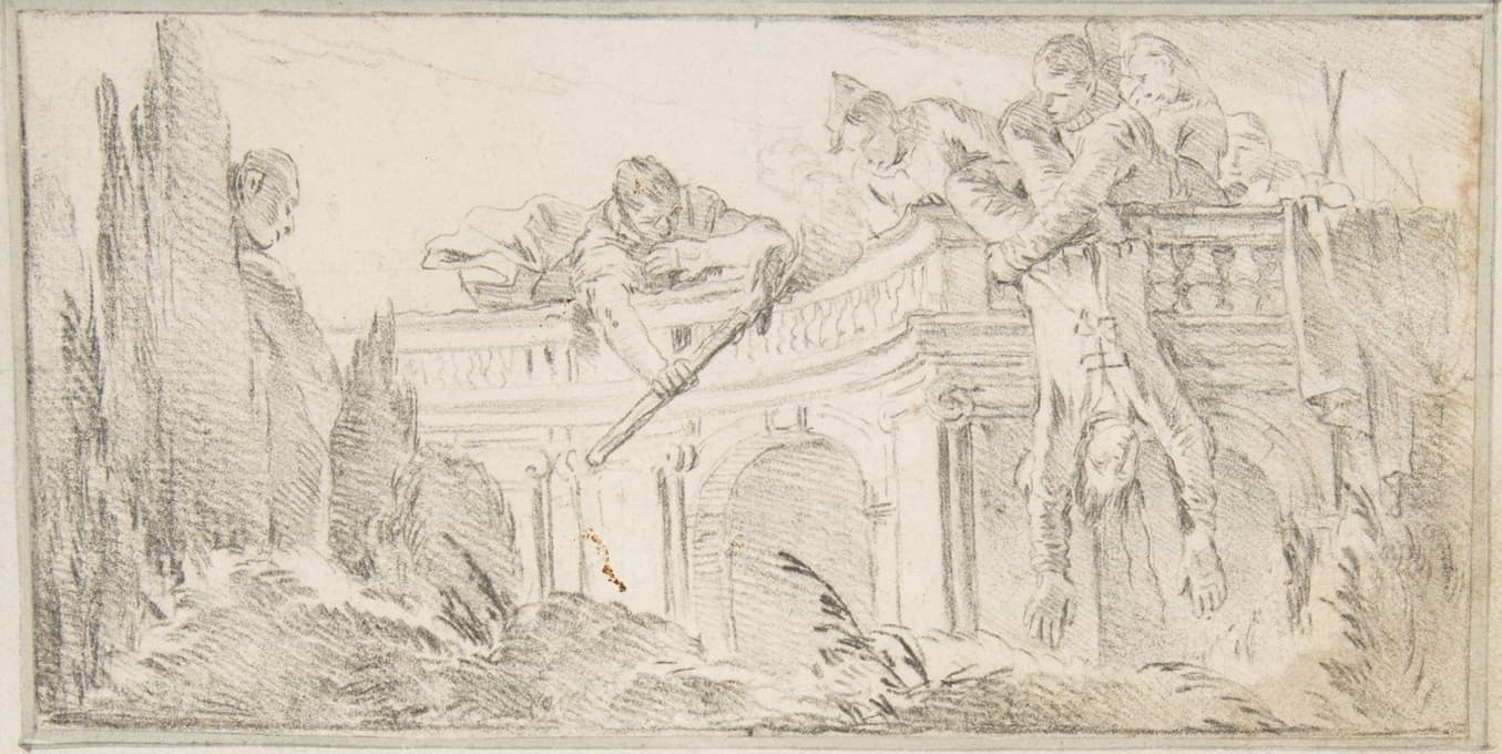 Giovanni Battista Tiepolo - Scene of Men Disposing of Corpse in a Garden