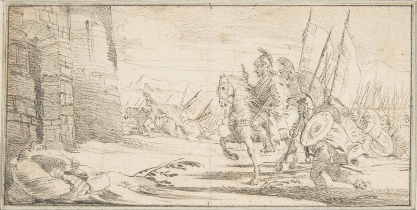 Giovanni Battista Tiepolo - Troops Advancing toward a City Gate