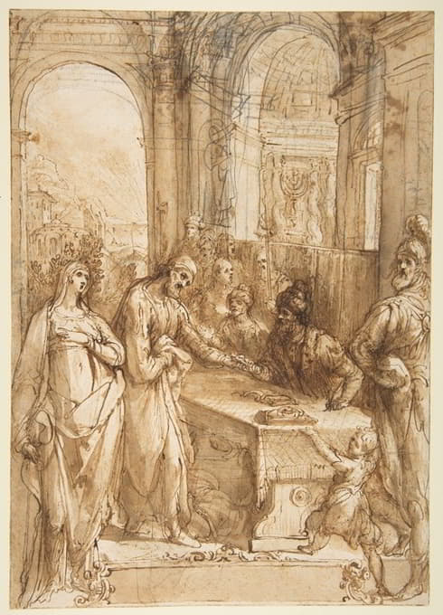 Giovanni de' Vecchi - Esther and Mordecai before King Ahasuerus (Esther 8;1- 12)