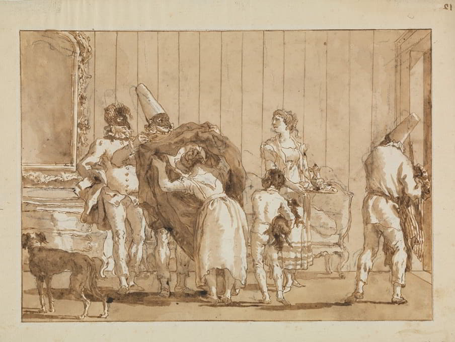 Giovanni Domenico Tiepolo - Punchinello as a Dressmaker