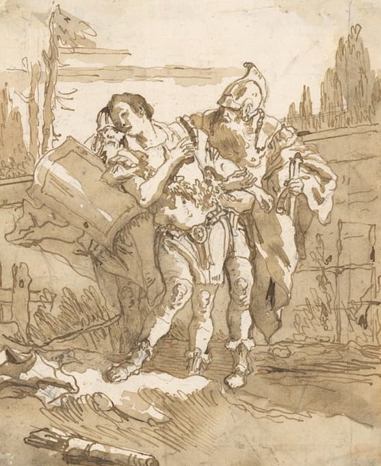Giovanni Domenico Tiepolo - Rinaldo Persuaded by Ubaldo and Guelfo to Abandon Armida