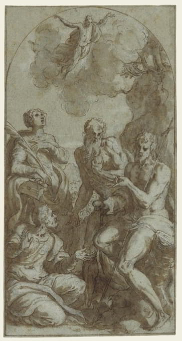 Giuseppe Porta - Christ the Saviour above Saints John the Baptist, Jerome, Catherine and Thomas