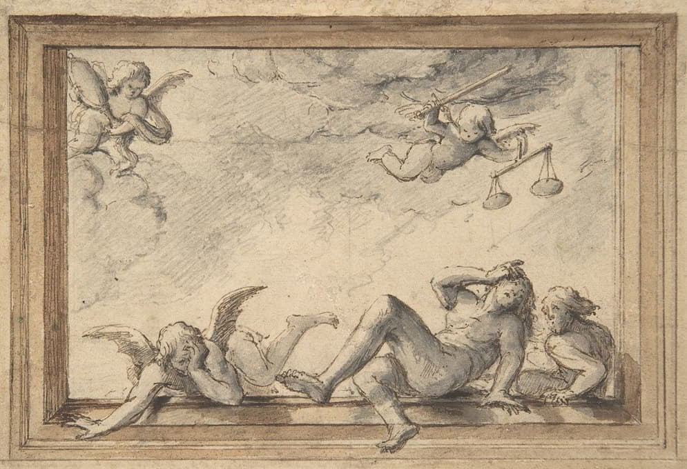 Hendrik-Frans Verbruggen - Design for a ceiling with an allegory of Justice