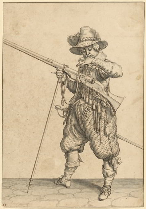 Jacob de Gheyn II - A Soldier on Guard Blowing the Match