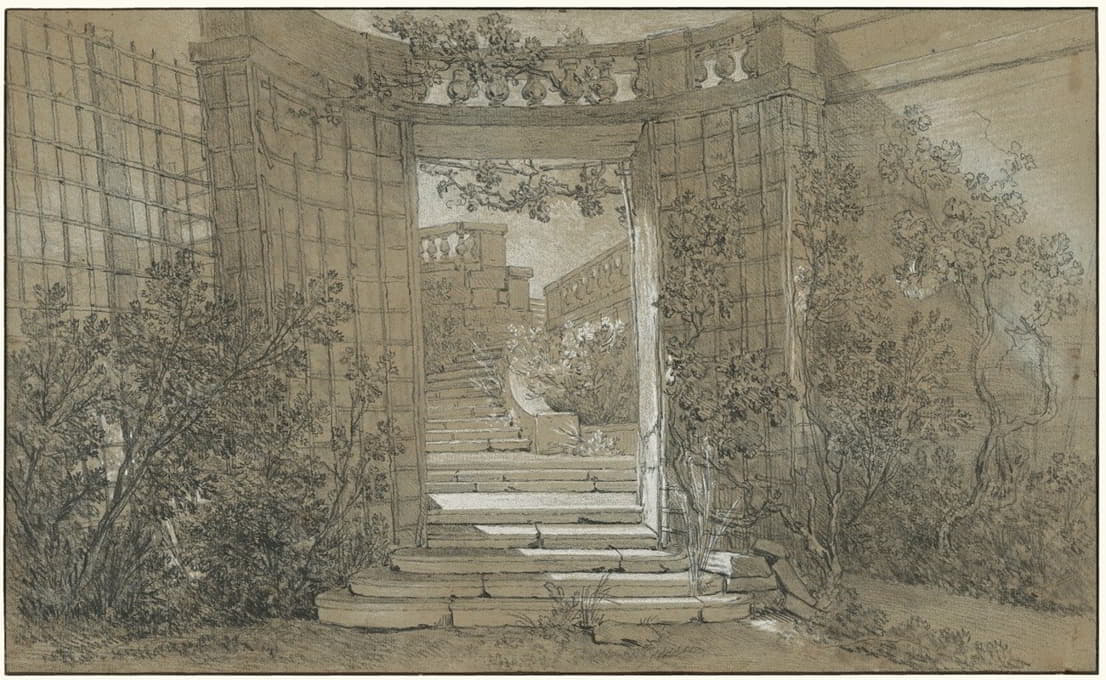 Jean-Baptiste Oudry - Landscape with a Staircase and a Balustrade