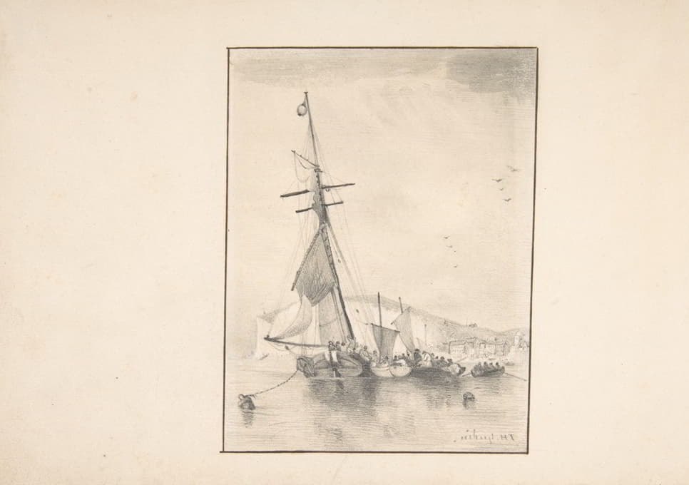 T. H. Yudin - Boats Moored Near Cliffs of Dover