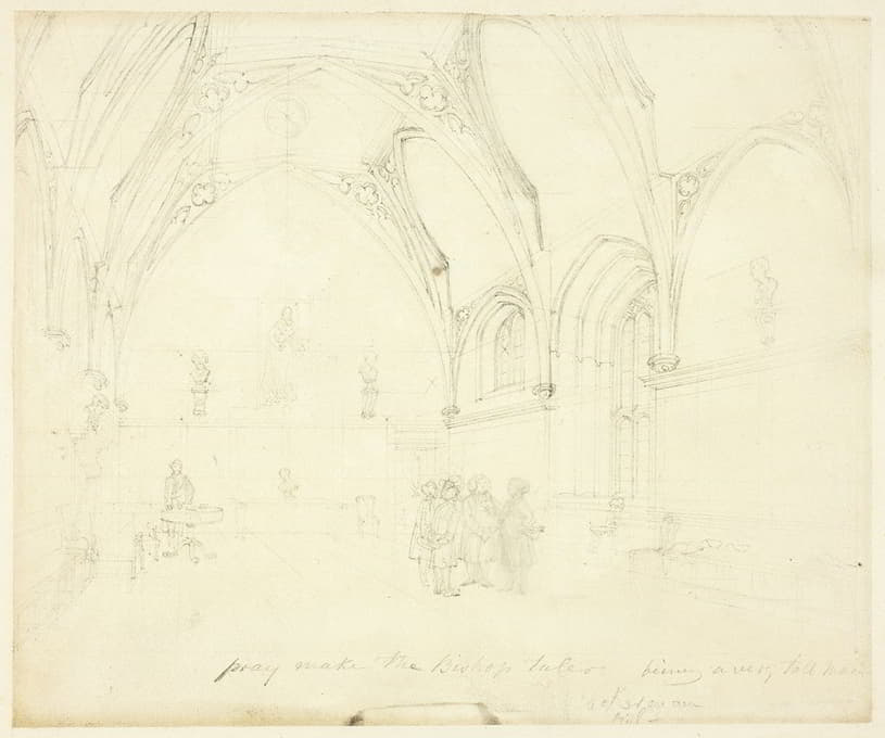 Augustus Charles Pugin - Study for Lambeth Palace, from Microcosm of London