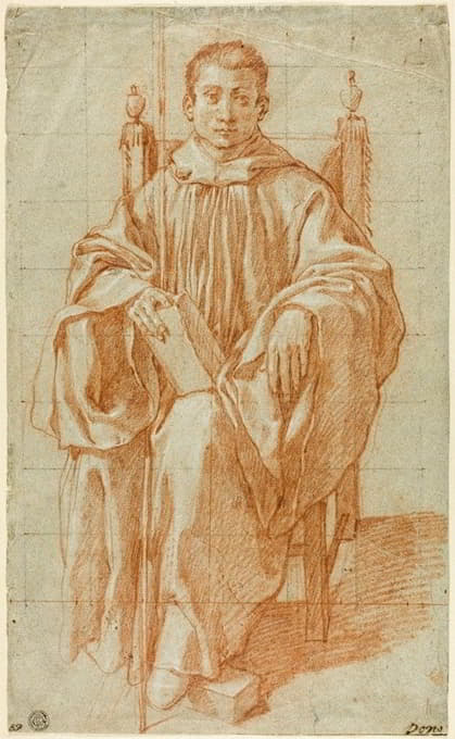 Bartolomeo Cesi - Seated Youth Wearing a Monk’s Habit; Study for Saint Benedict