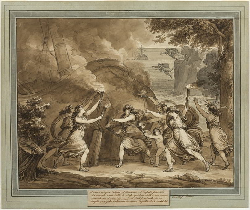 Bartolomeo Pinelli - Cupid Advises Calypso to Set Fire to Mentor’s Ship, from The Adventures of Telemachus, Book 7