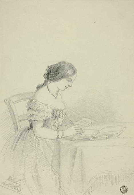 Elizabeth Murray - Woman Watercoloring (possibly a Self Portrait)
