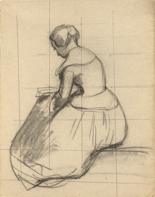 Edwin White - Woman Reading, sketch for Signing of the Compact in the Cabin of the Mayflower