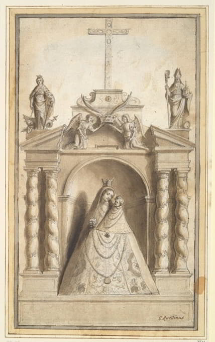 壁龛中的圣母和儿童雕像