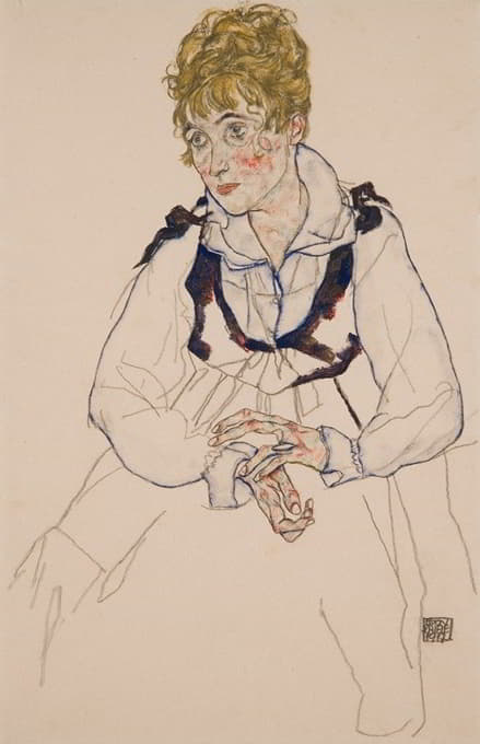 Egon Schiele - Die Frau des Künstlers, sitzend Edith Schiele
