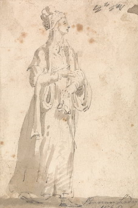 Thomas Girtin - Figure Costume Study; Persian Lady in 1568