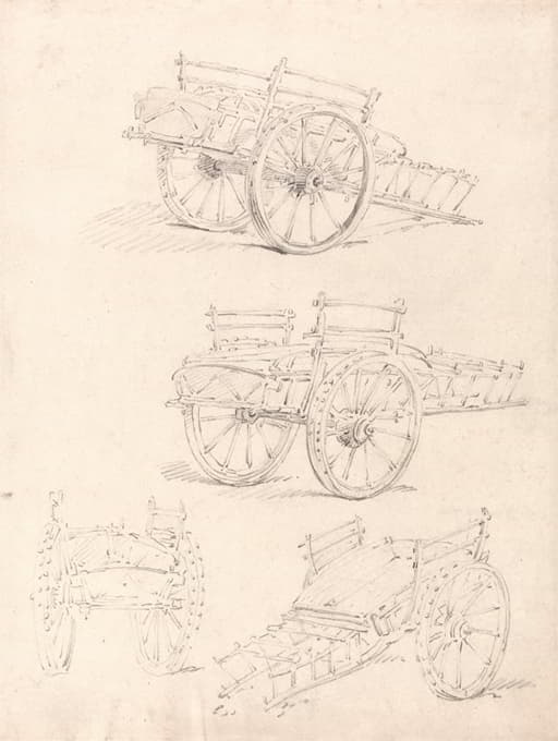 Thomas Girtin - Four Studies of a Hay Cart