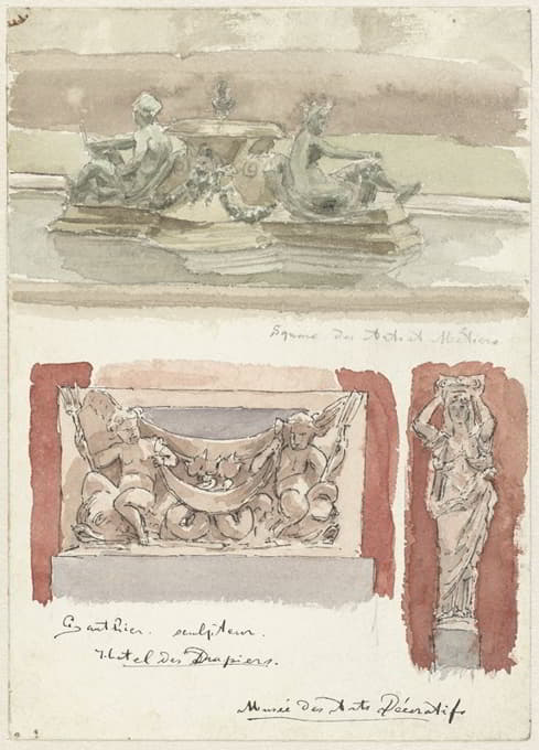 巴黎装饰艺术博物馆的三幅雕塑素描