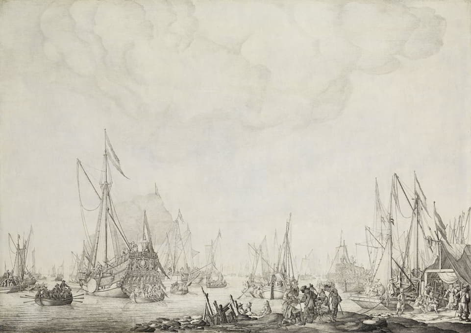 Willem van de Velde the Elder - The Royal and State Yachts, possibly the Arrival of Charles II of England at Moerdijk, 1660
