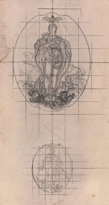 Hubert-François Gravelot - Design for a Medal; Figure of the Virgin
