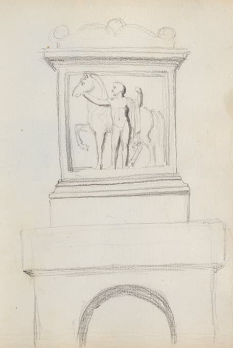 John Flaxman - Suburban Tomb Monument with Marble Altar on Top, On the Road Between Rome and Tivoli