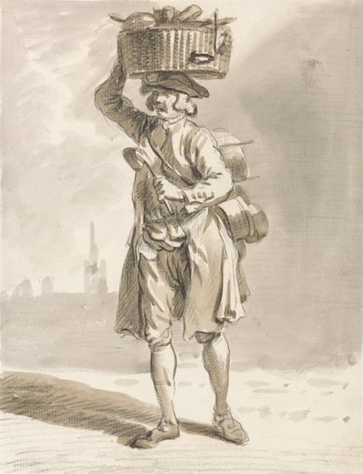 Paul Sandby - London Cries; A Man with a Basket (Man Selling Pots and Pans)