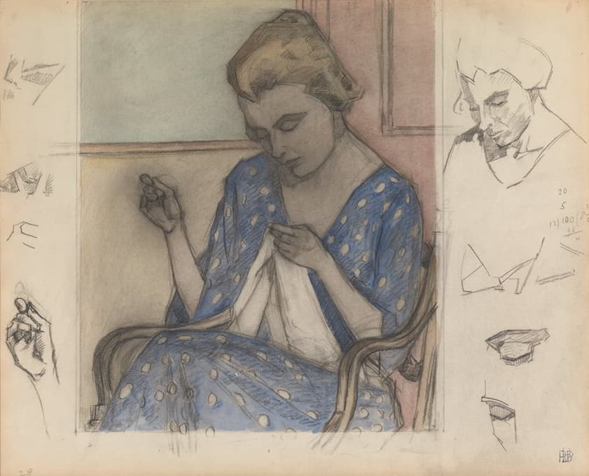 Robert Polhill Bevan - Study of a Woman Sewing