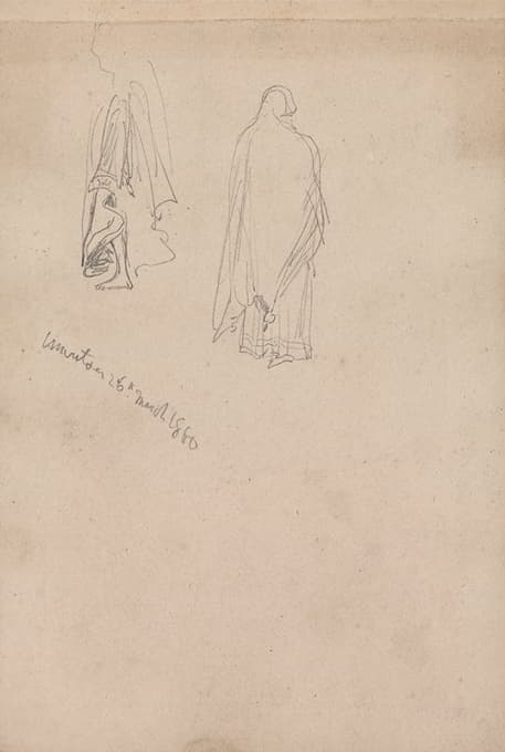 两位女性人物的草图，阿姆利则，1860年3月26日