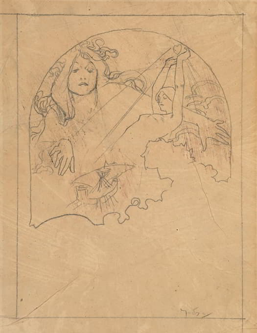 Alphonse Mucha - Two female figures