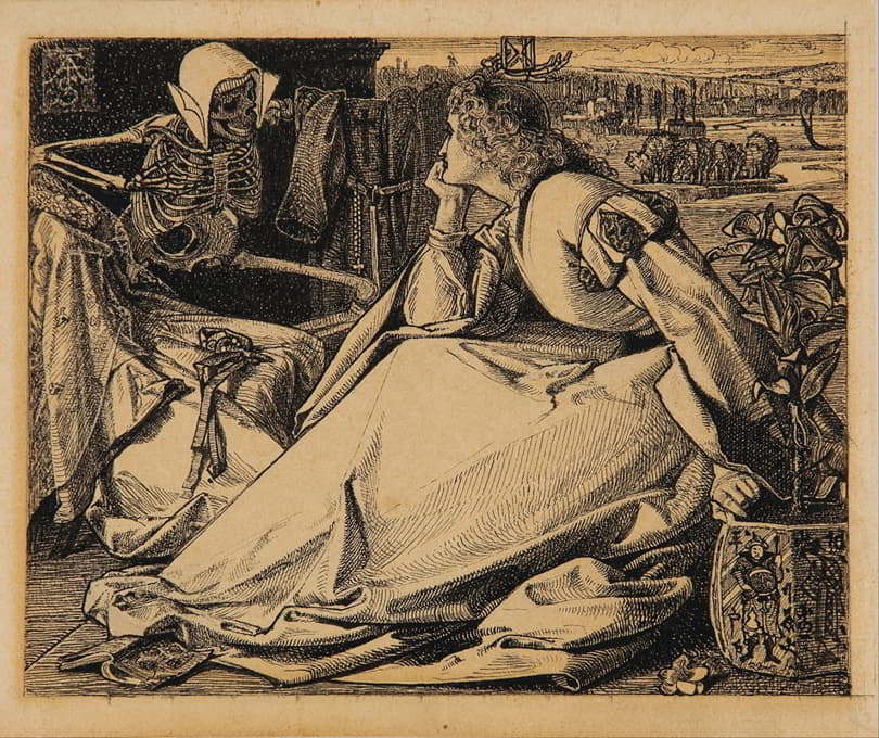 Frederick Sandys - Until her death – preparatory drawing for ‘Good Words’