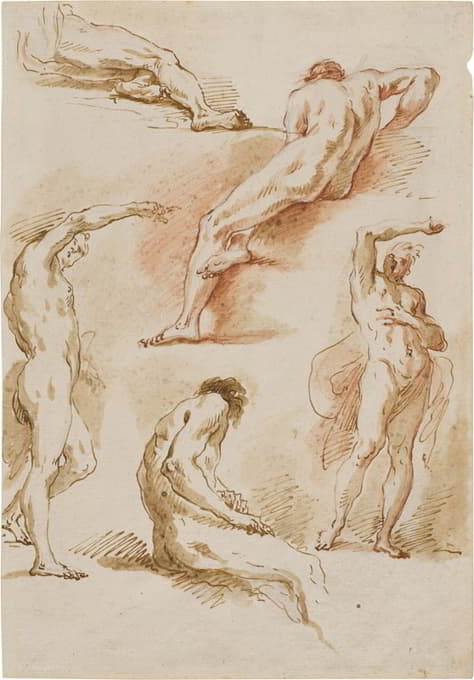 Gaspare Diziani - Study of Five Male Nude