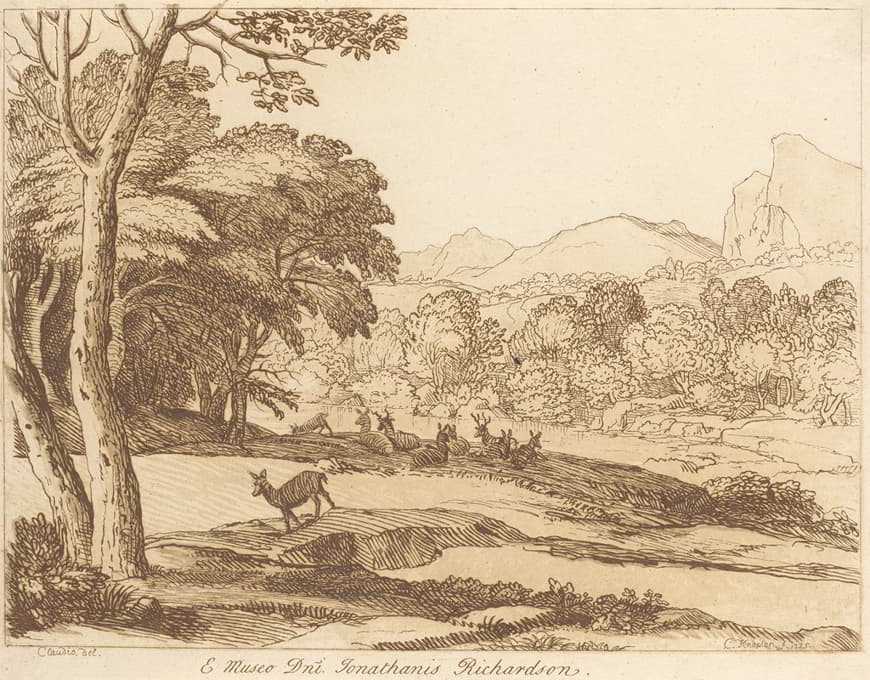 George Knapton - Landscape with deer