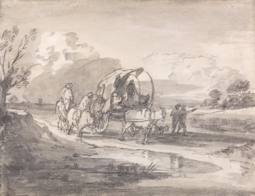 Thomas Gainsborough - Open Landscape with Horsemen and Covered Cart