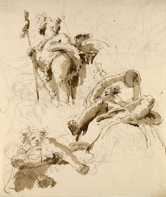 Giovanni Battista Tiepolo - Three Studies of the God Bacchus
