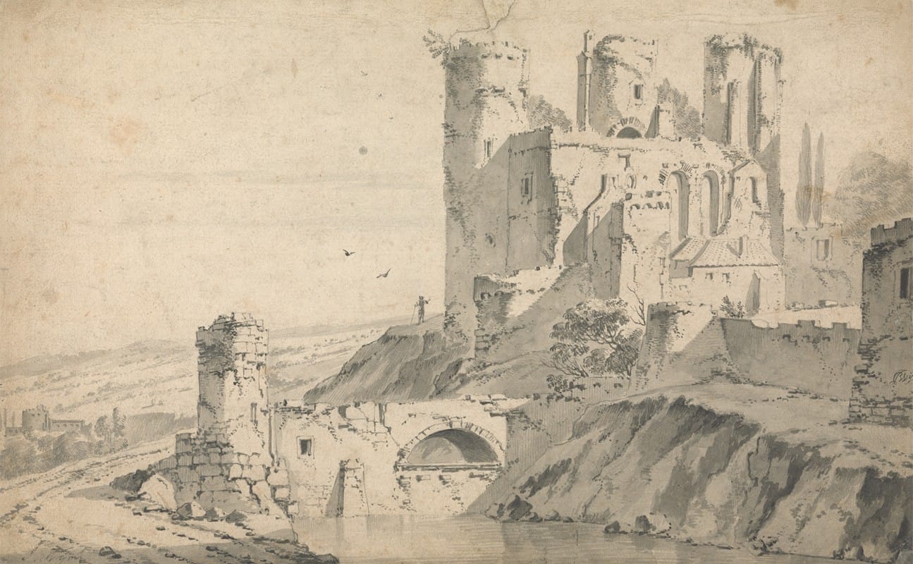 Jan Wyck - Ruined Castle on a River