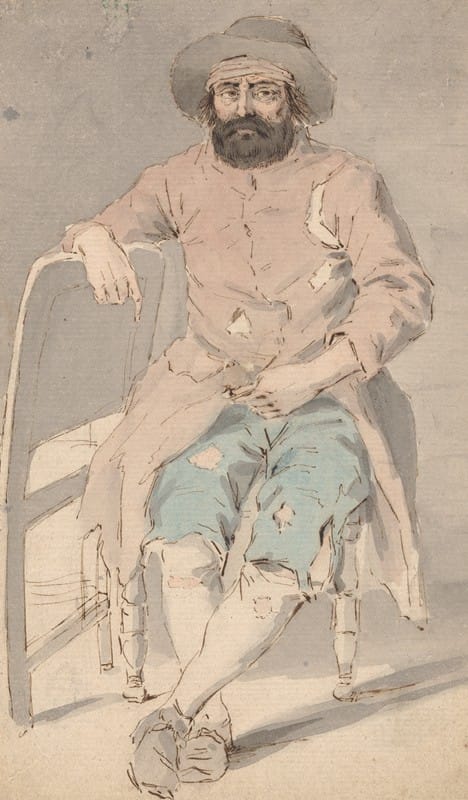 Louis Philippe Boitard - Man in Ragged Clothes Seated with Right Arm Over Another Chair